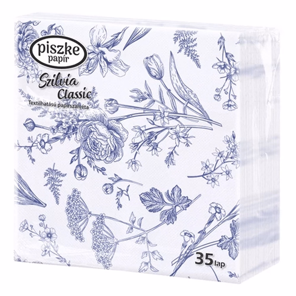 Szalvéta PISZKE Szilvia Classic 2 rétegű 33x33 cm 1/4 hajtogatott 35 lapos vegyes mintás