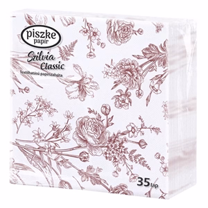 Szalvéta PISZKE Szilvia Classic 2 rétegű 33x33 cm 1/4 hajtogatott 35 lapos vegyes mintás