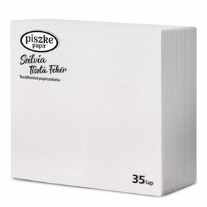 Szalvéta PISZKE Tiszta 2 rétegű 33x33 cm 1/4 hajtogatott 35 lapos fehér