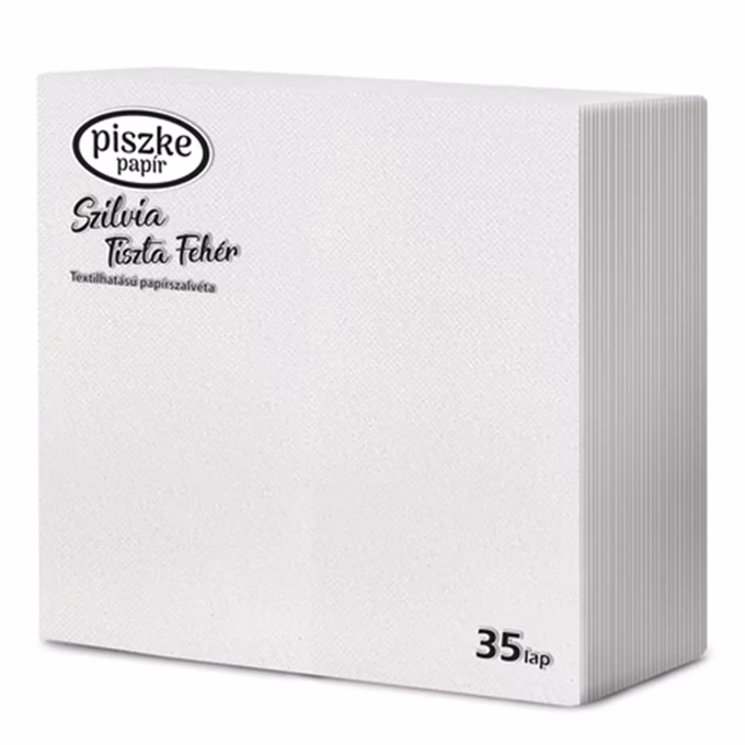 Szalvéta PISZKE Tiszta 2 rétegű 33x33 cm 1/4 hajtogatott 35 lapos fehér