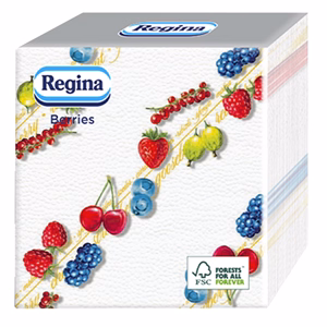 Szalvéta REGINA Berries 1 rétegű 30x30 cm 1/4 hajtogatott 45 lapos apró gyümölcsök