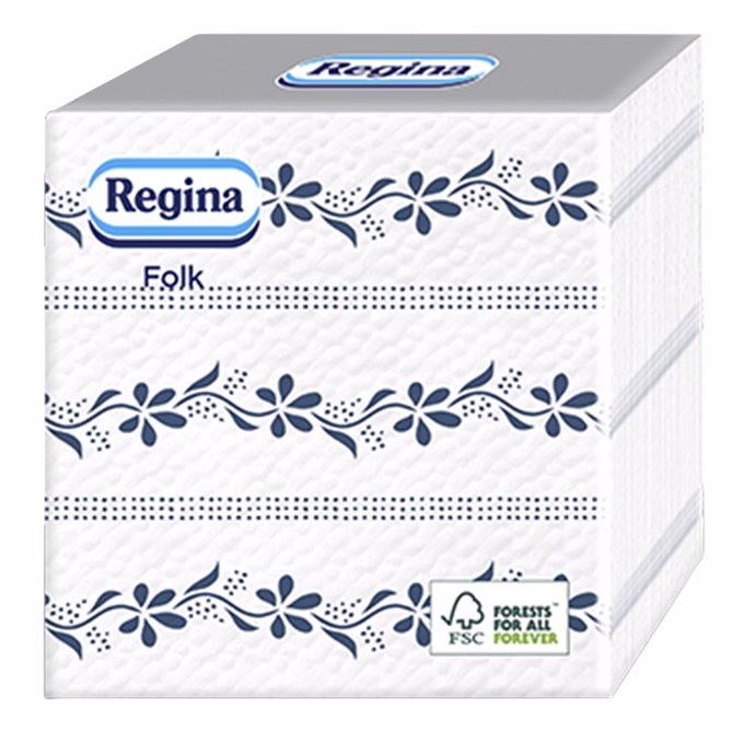 Szalvéta REGINA Folk Kékfestő 1 rétegű 33x33 cm 1/4 hajtogatott 45 lapos kék virág