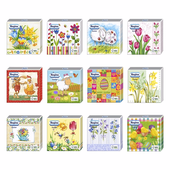 Szalvéta REGINA Húsvéti 1 rétegű 33x33 cm 20 lapos vegyes mintás