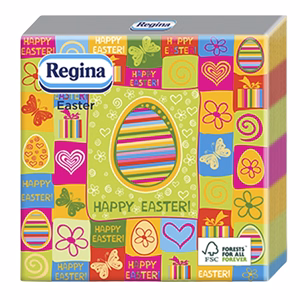 Szalvéta REGINA Húsvéti 1 rétegű 33x33 cm 20 lapos vegyes mintás