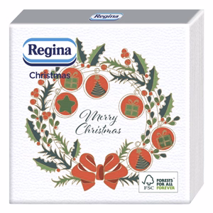Szalvéta REGINA Karácsonyi 1 rétegű 33x33 cm 20 lapos vegyes mintás
