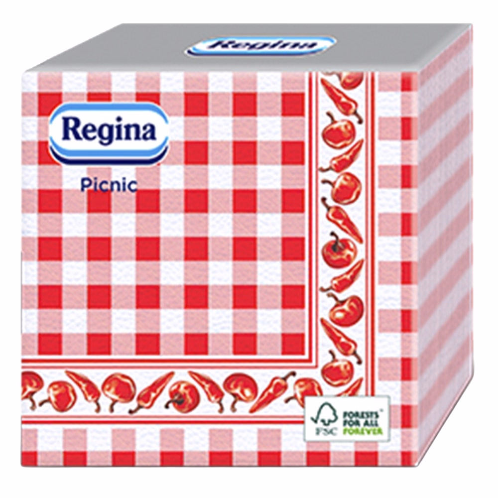 Szalvéta REGINA Picnic 1 rétegű 33x33 cm 1/4 hajtogatott 45 lapos magyaros paprikával díszített