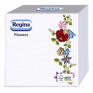 Szalvéta REGINA Virág mintás 1 rétegű 33x33 cm 1/4 hajtogatott 45 lapos