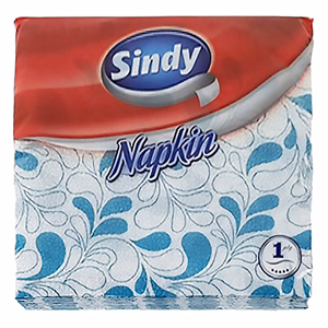 Szalvéta SINDY 1 rétegű 45 lapos 33x33 cm türkiz motívumos