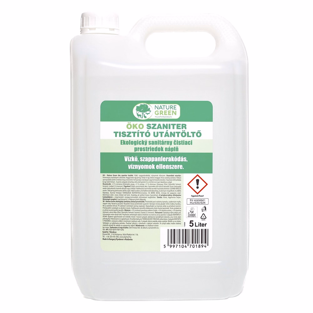 Szaniter tisztító utántöltő DYMOL Nature Green Öko 5L