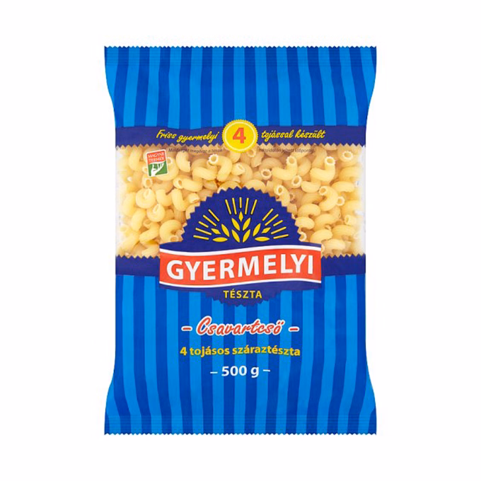 Száraztészta csavartcső GYERMELYI 4 tojásos 500 g