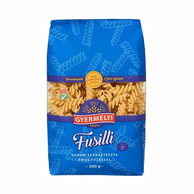 Száraztészta fusilli GYERMELYI 2 tojásos durum 500 g
