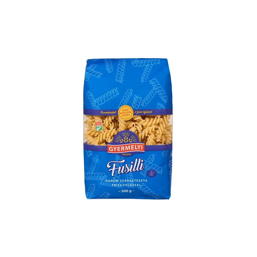 Száraztészta fusilli GYERMELYI 2 tojásos durum 500 g