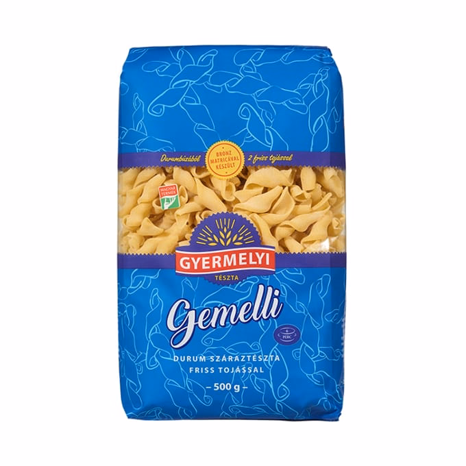 Száraztészta gemelli GYERMELYI 2 tojásos durum 500 g