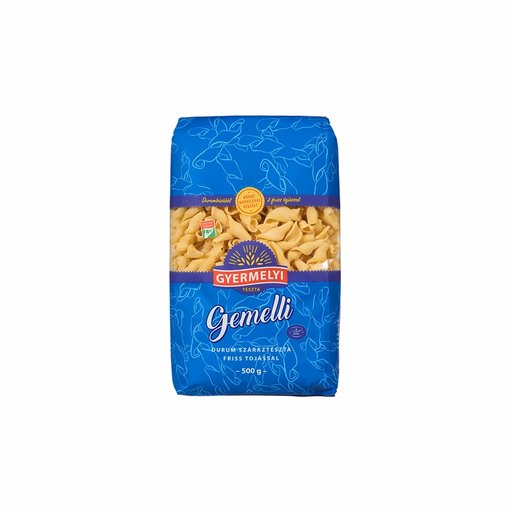 Száraztészta gemelli GYERMELYI 2 tojásos durum 500 g