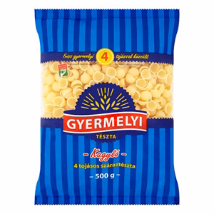 Száraztészta kagyló GYERMELYI 4 tojásos 500 g