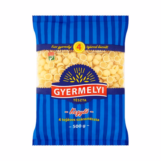 Száraztészta kagyló GYERMELYI 4 tojásos 500 g