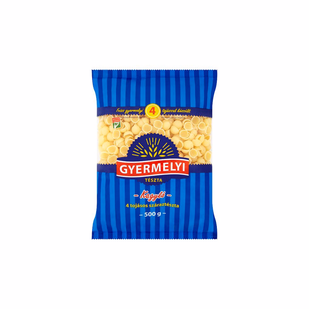 Száraztészta kagyló GYERMELYI 4 tojásos 500 g