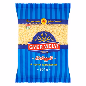 Száraztészta kiskagyló GYERMELYI 4 tojásos 500 g