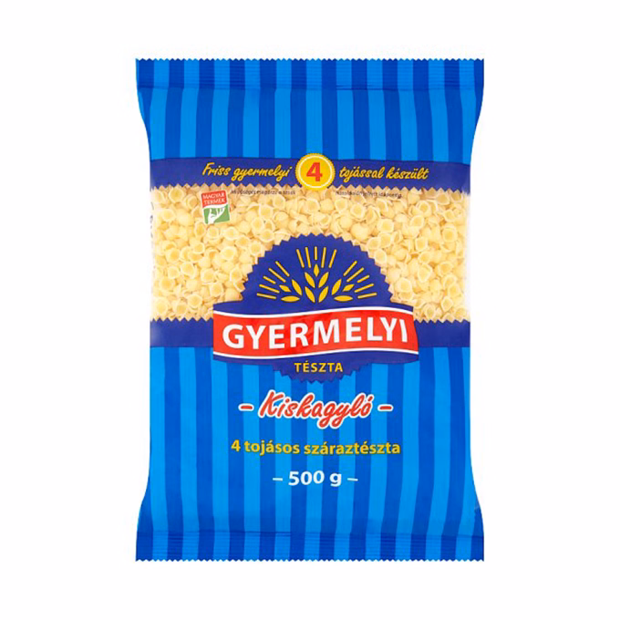 Száraztészta kiskagyló GYERMELYI 4 tojásos 500 g
