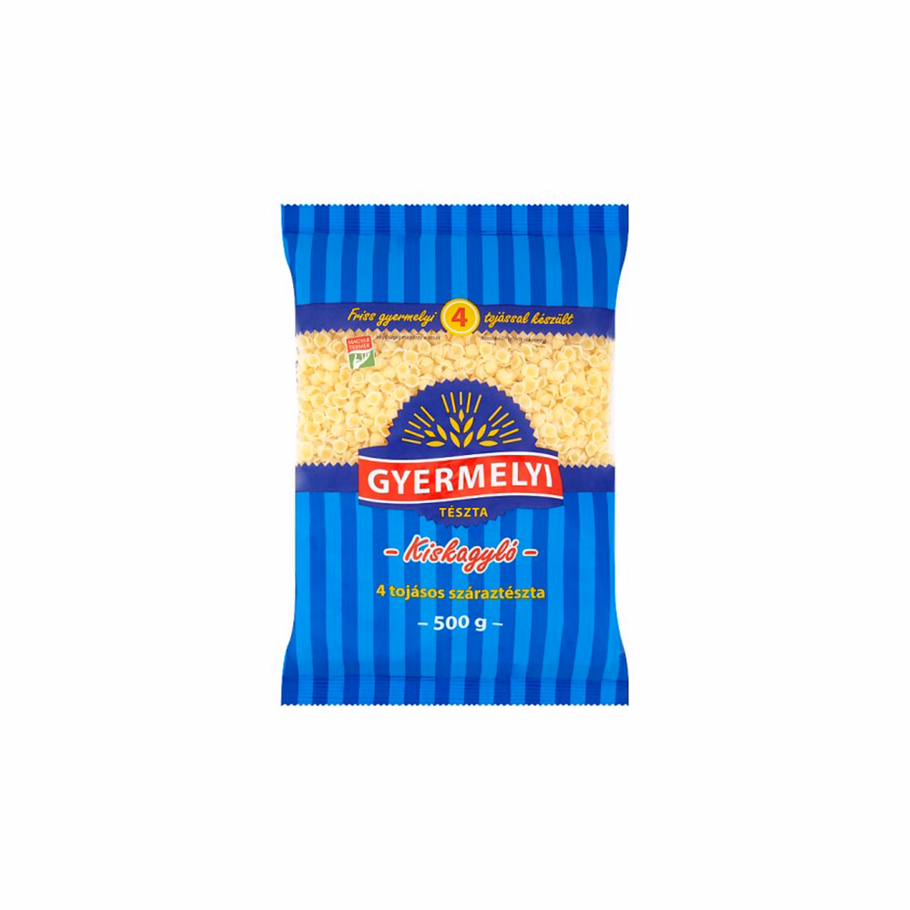 Száraztészta kiskagyló GYERMELYI 4 tojásos 500 g