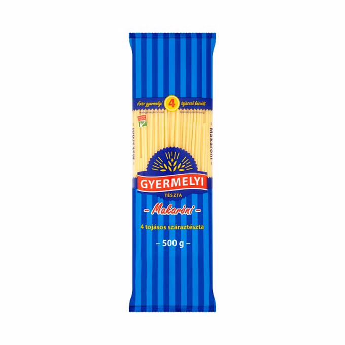 Száraztészta makaróni GYERMELYI 4 tojásos 500 g