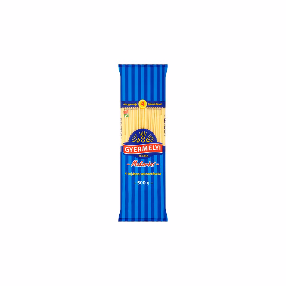 Száraztészta makaróni GYERMELYI 4 tojásos 500 g