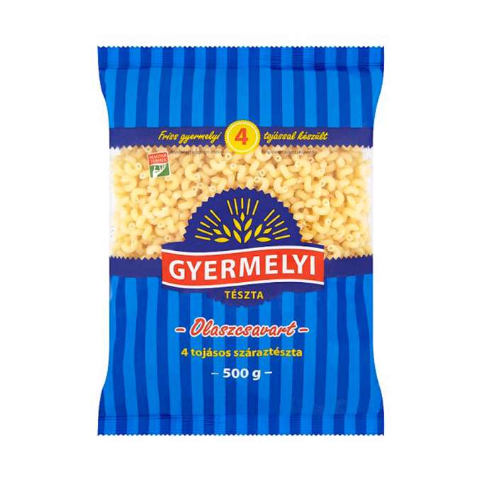 Száraztészta olaszcsavart GYERMELYI 4 tojásos 500 g