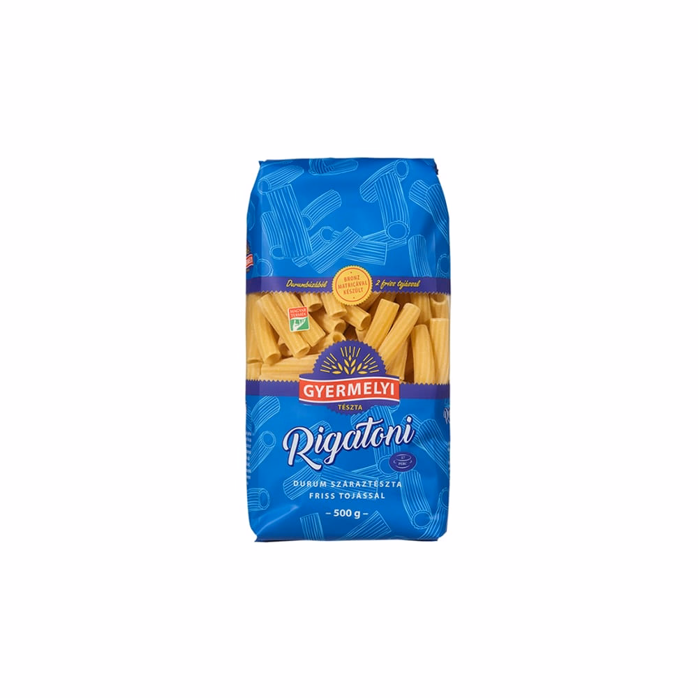 Száraztészta rigatoni GYERMELYI 2 tojásos durum 500 g