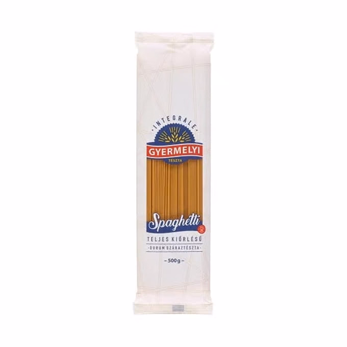 Száraztészta spagetti GYERMELYI teljes kiőrlésű durum 500 g