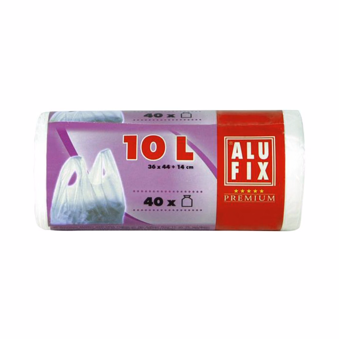Szemeteszsák ALUFIX 10L 8 mikronos húzófüles 40 darabos
