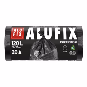 Szemeteszsák ALUFIX 120L fekete LDPE 70x109 cm 20 darabos
