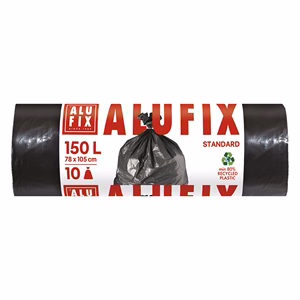 Szemeteszsák ALUFIX 150L 34 mikronos fekete 10 darabos