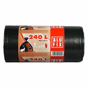 Szemeteszsák ALUFIX 240L 35 mikronos sittes tekercsben fekete 10 darabos