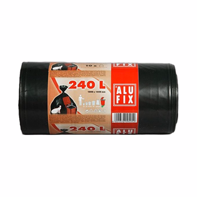 Szemeteszsák ALUFIX 240L 35 mikronos sittes tekercsben fekete 10 darabos