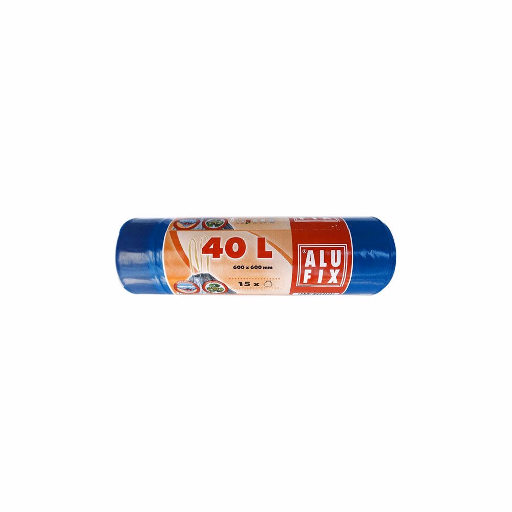 Szemeteszsák ALUFIX 40L zárószalaggal 26 mikronos kék 15 darabos