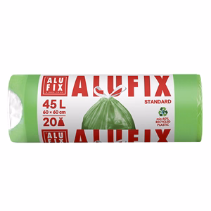Szemeteszsák ALUFIX 45L 15 mikronos zárószalaggal zöld 20 darabos