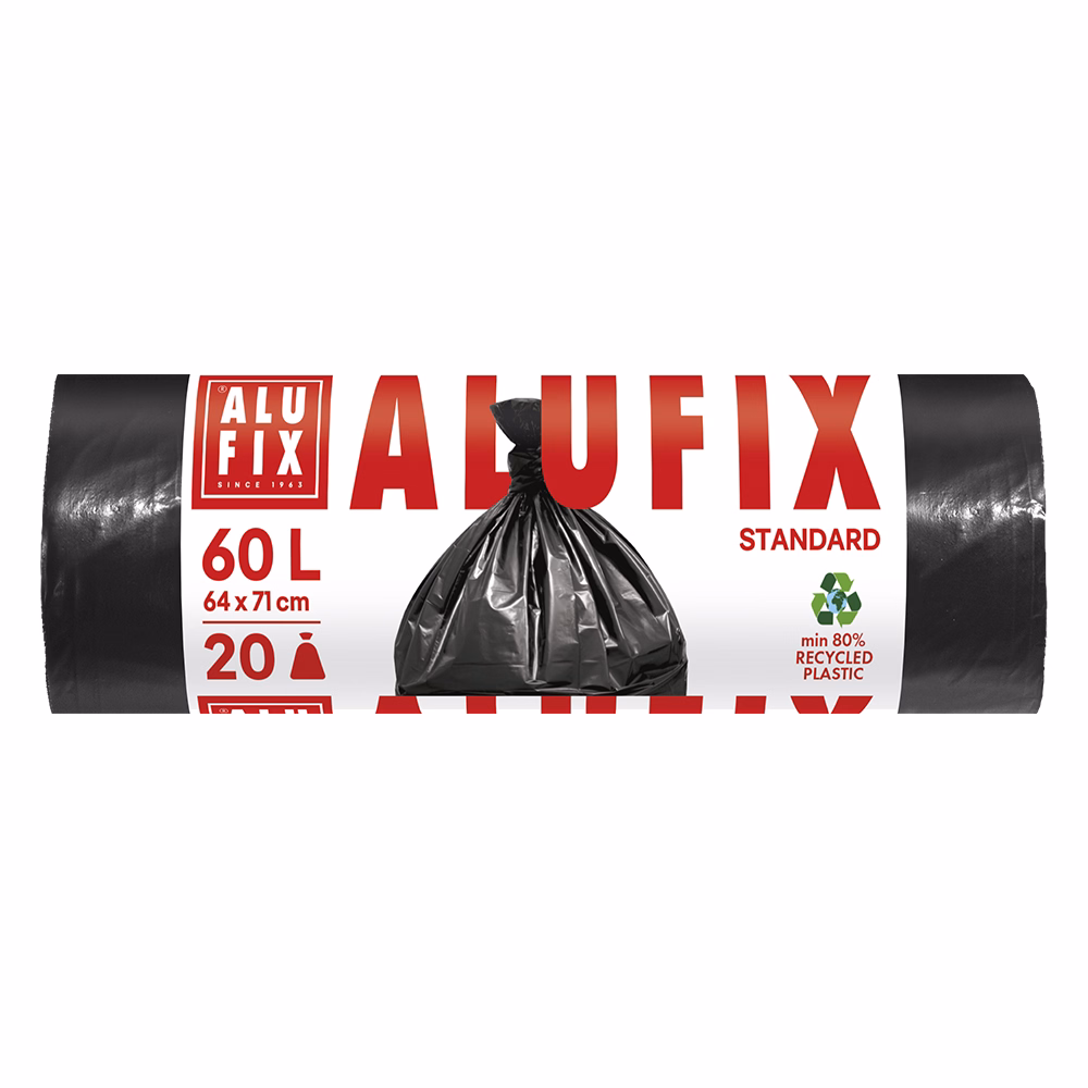 Szemeteszsák ALUFIX 60L 15 mikronos fekete 20 darabos