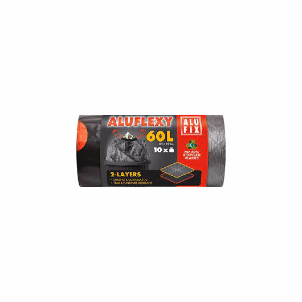Szemeteszsák ALUFIX 60L 33 mikronos aluflexy fekete 10 darabos