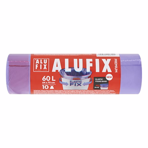 Szemeteszsák ALUFIX 60L Prémium Elastic FIX zárószalaggal Lila 10 darabos