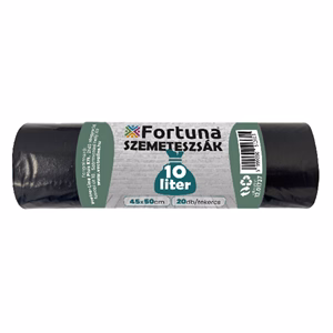 Szemeteszsák FORTUNA 10L fekete 45x50 cm 20 darabos