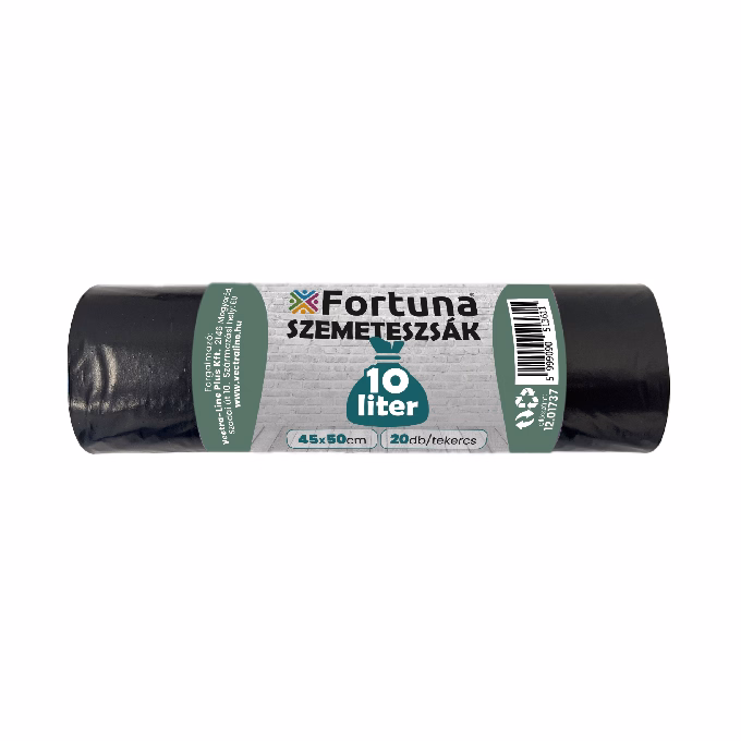 Szemeteszsák FORTUNA 10L fekete 45x50 cm 20 darabos