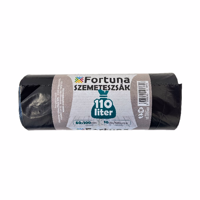 Szemeteszsák FORTUNA 110L fekete 60x100 cm 10 darabos