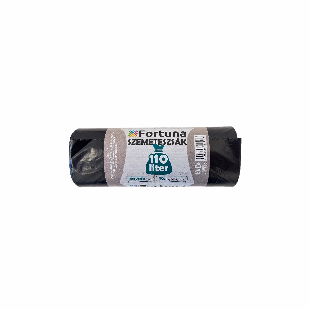 Szemeteszsák FORTUNA 110L fekete 60x100 cm 10 darabos