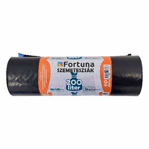 Szemeteszsák FORTUNA 200L fekete 95x120 cm 10 darabos