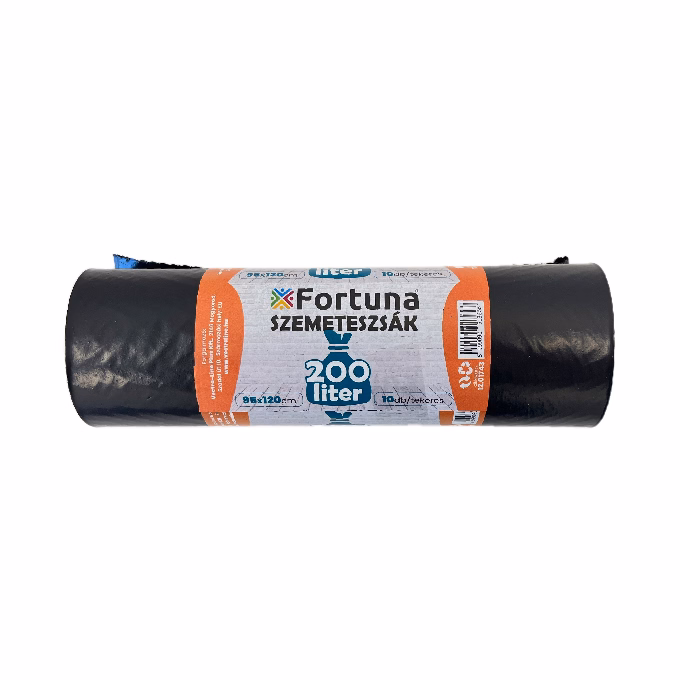 Szemeteszsák FORTUNA 200L fekete 95x120 cm 10 darabos
