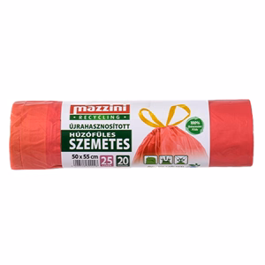 Szemeteszsák MAZZINI 25L újrahasznosított húzófüles 20 darabos
