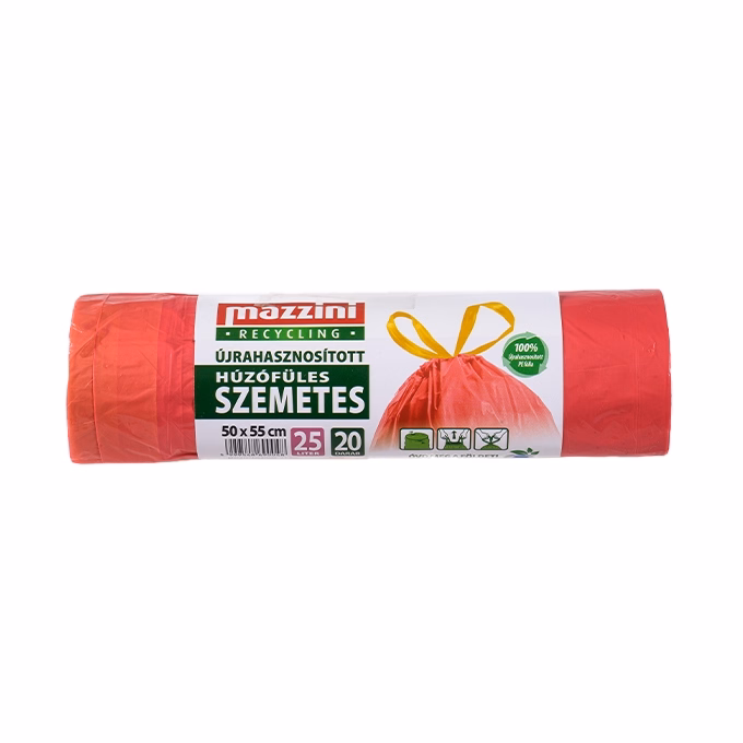 Szemeteszsák MAZZINI 25L újrahasznosított húzófüles 20 darabos