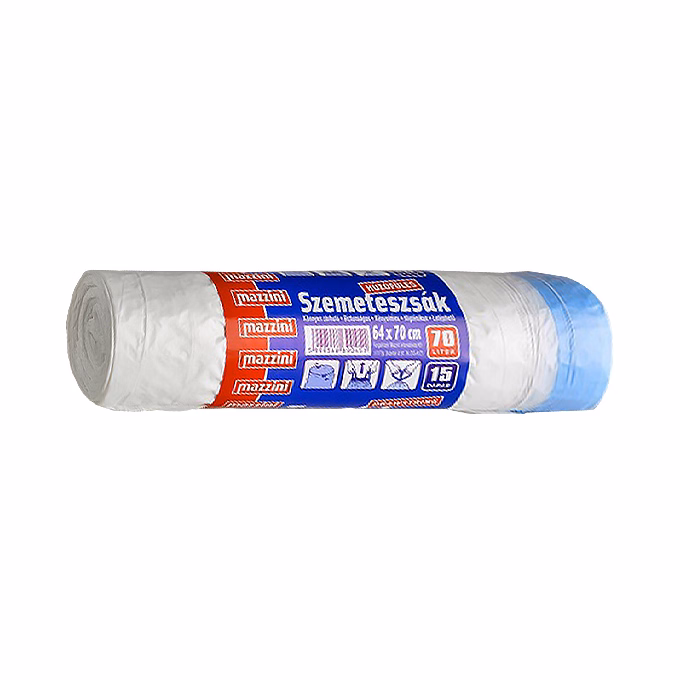 Szemeteszsák MAZZINI 70L húzófüles 15 darabos