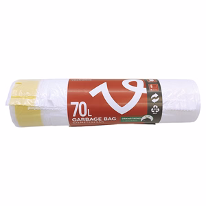 Szemeteszsák VECTRALINE 70L húzózáras fehér 65x70 cm 15 darabos