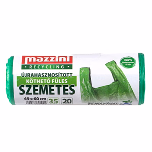 Szemeteszsák újrahasznosított MAZZINI 35L köthető füles 20 darabos